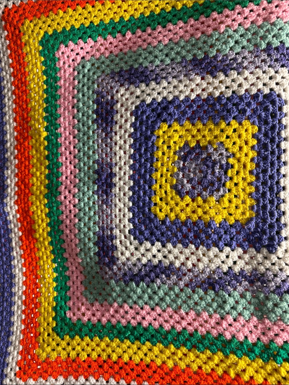 Colorful Multicolor Crochet Lap Blanket - Bright Striped Afghan Picot Edges